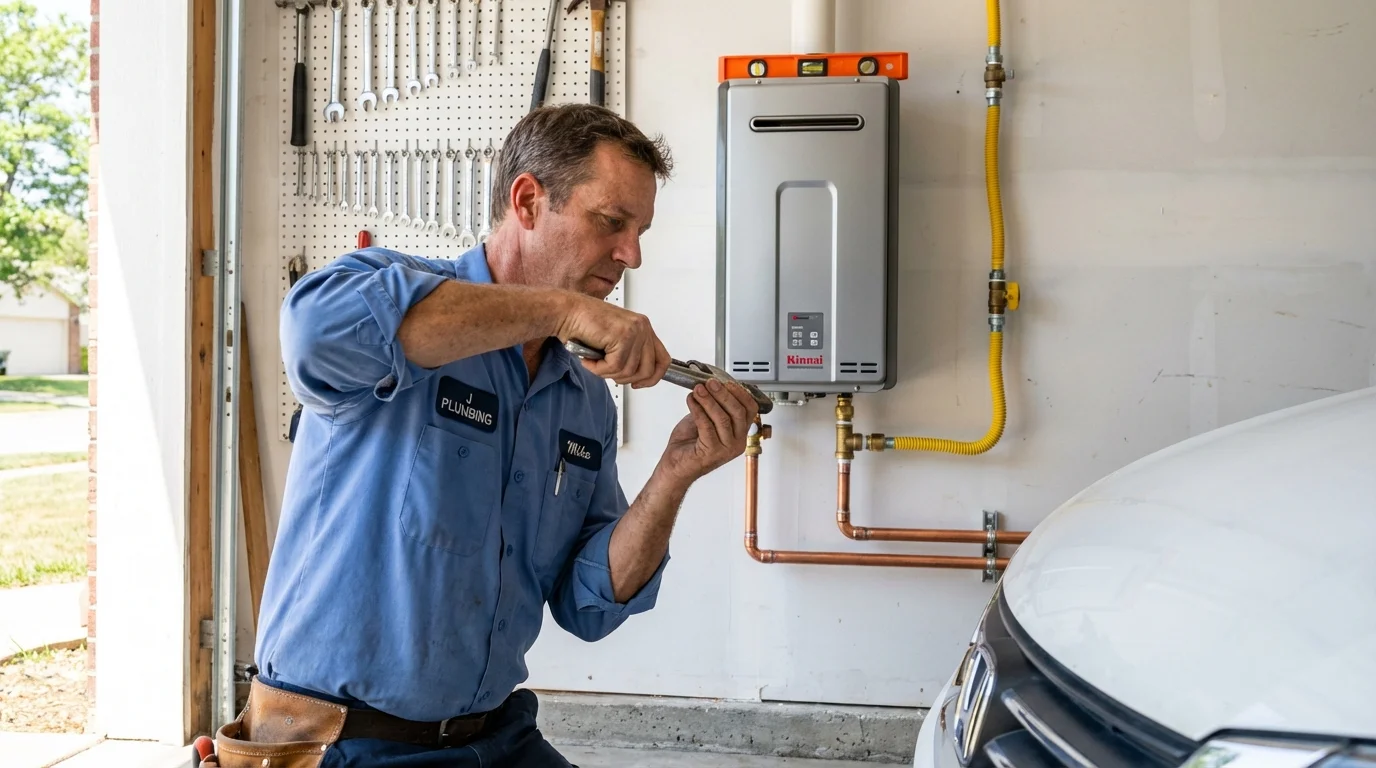 Tankless water heater installation by a Johns Plumbing LLC plumber in Derry